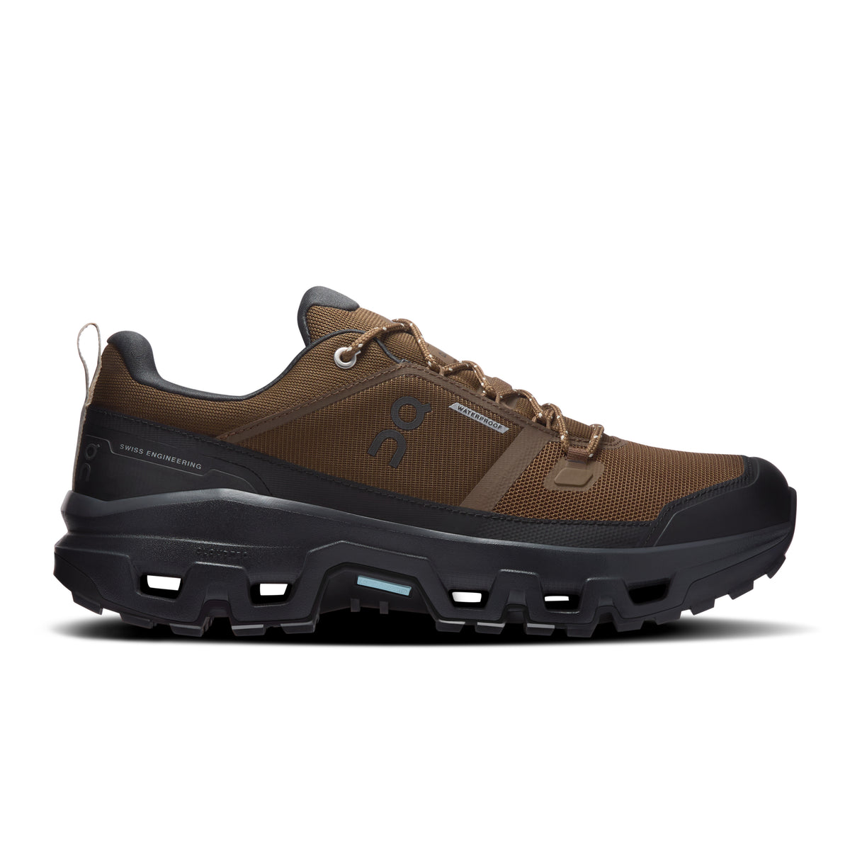 On Cloudrock Low Waterproof - Men's in Earth / Black - primary view