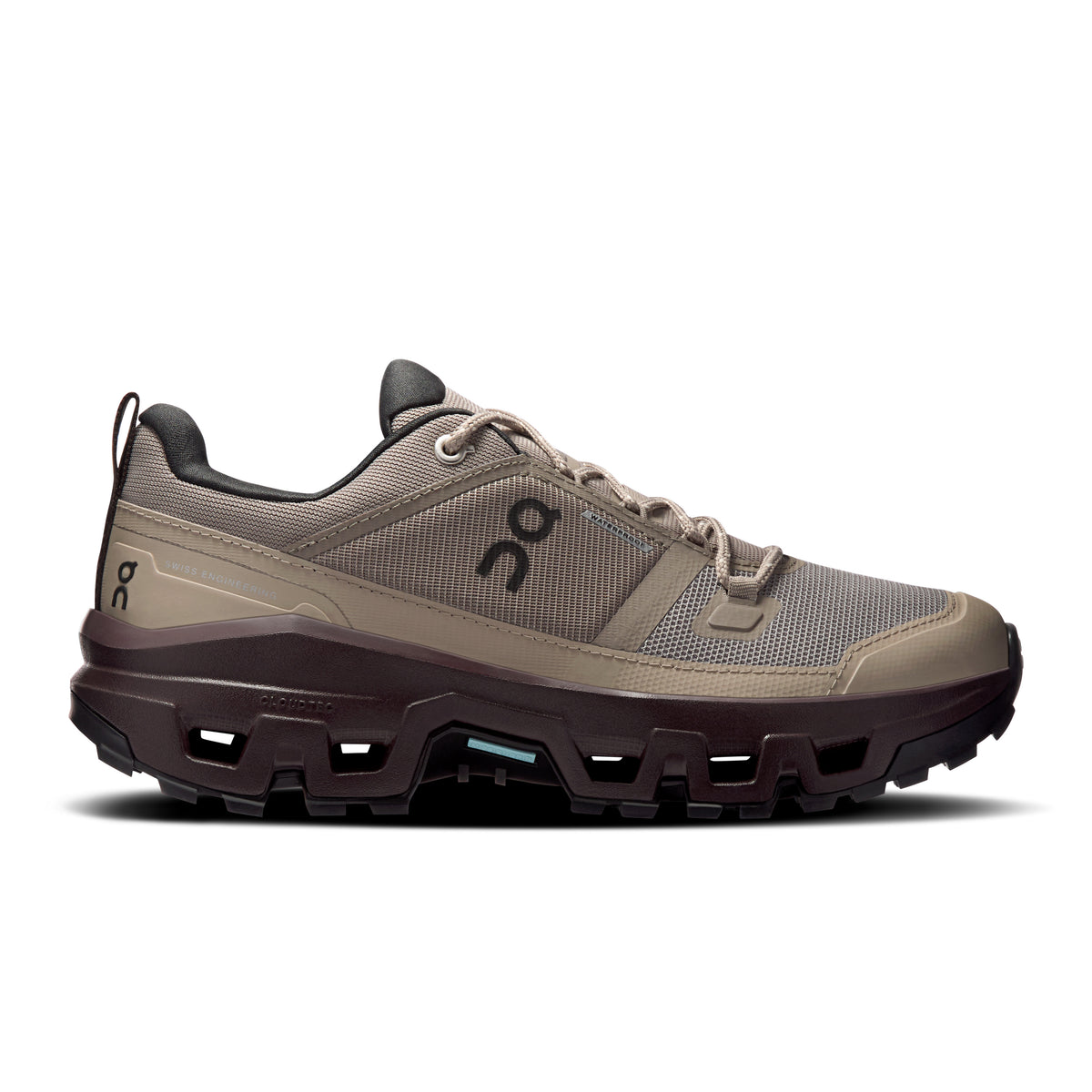 On Cloudrock Low Waterproof - Women's in Cinder / Ox - primary view
