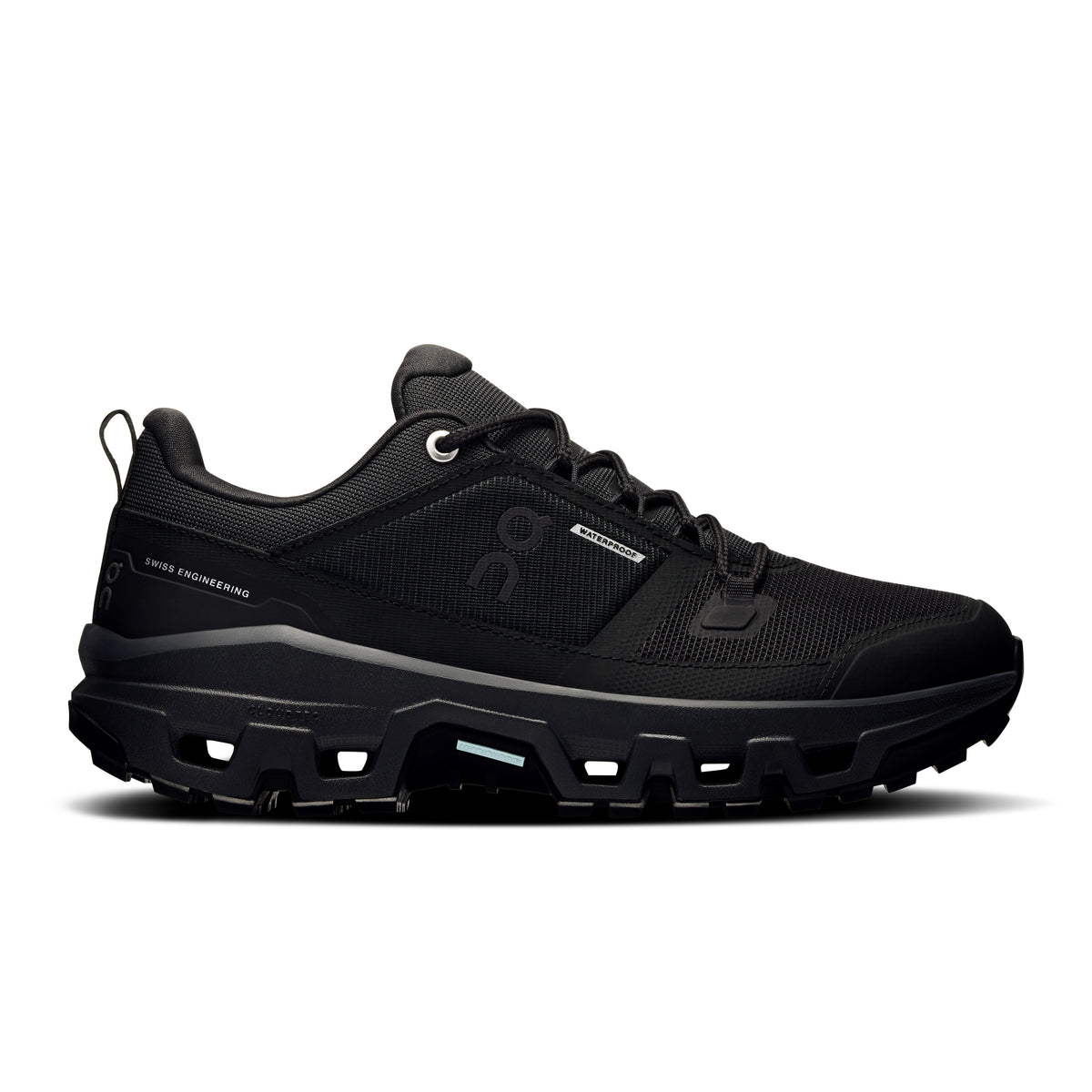 On Cloudrock Low Waterproof - Women's in Black / Black - primary view